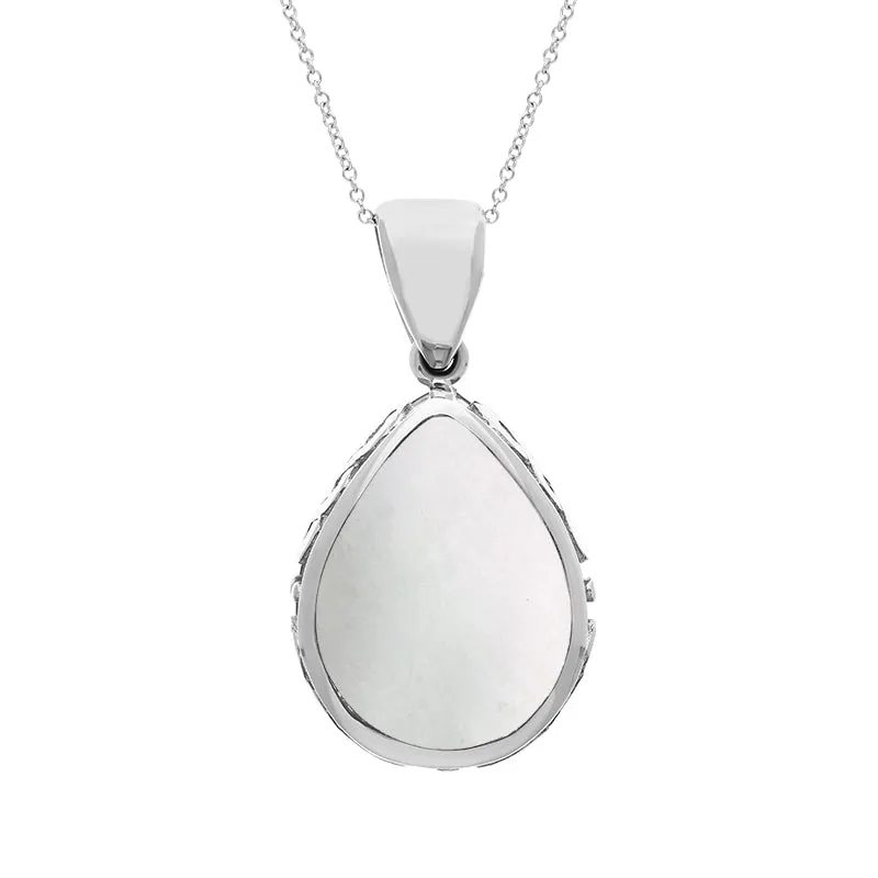 18ct White Gold Blue John Mother Of Pearl Double Sided Celtic Pear Cut Fob Necklace sold by Jura Watches product image thumbnail 2