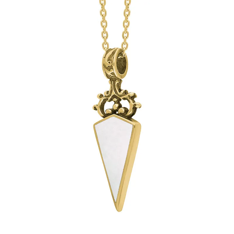 9ct Yellow Gold Whitby Jet Mother Of Pearl Double Sided Dagger Fob Necklace sold by Jura Watches product image thumbnail 3