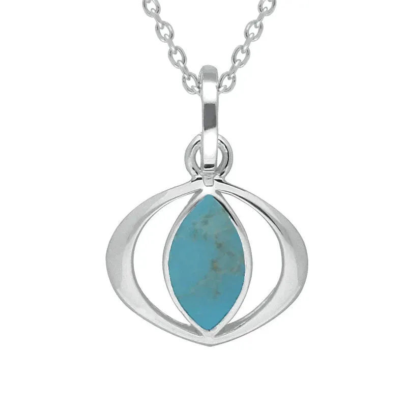 Sterling Silver Turquoise Cat Eye Necklace sold by Jura Watches