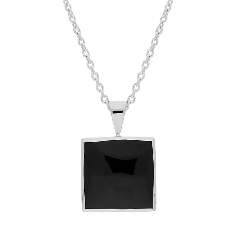 Sterling Silver Whitby Jet Small Square Pendant sold by Jura Watches