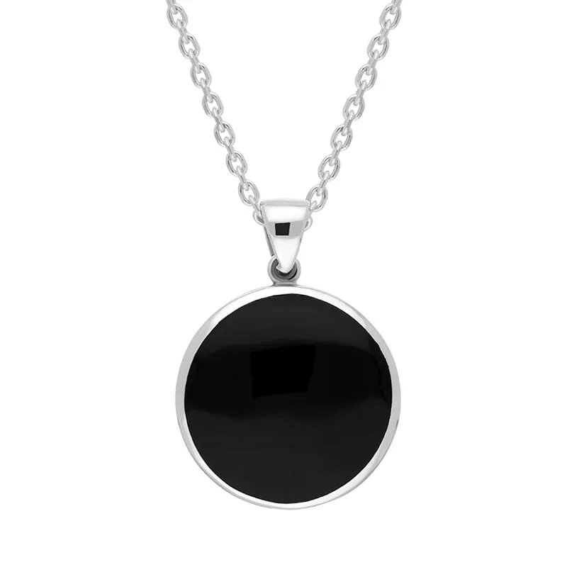 Sterling Silver Whitby Jet Mother Of Pearl Small Round Double Sided Union Jack Pendant sold by Jura Watches product image thumbnail 2