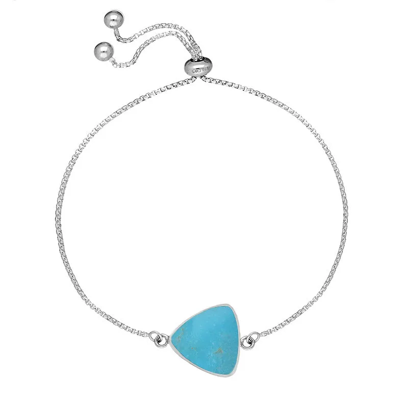 Sterling Silver Turquoise Triangular Stone Adjustable Chain Bracelet sold by Jura Watches