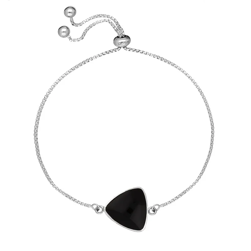 Sterling Silver Whitby Jet Triangular Stone Adjustable Chain Bracelet sold by Jura Watches