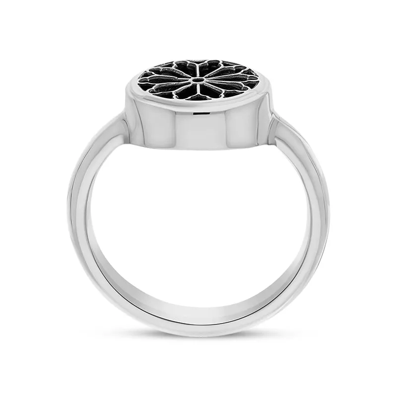 Sterling Silver Whitby Jet Whitby Abbey Window Small Round Ring sold by Jura Watches product image thumbnail 2