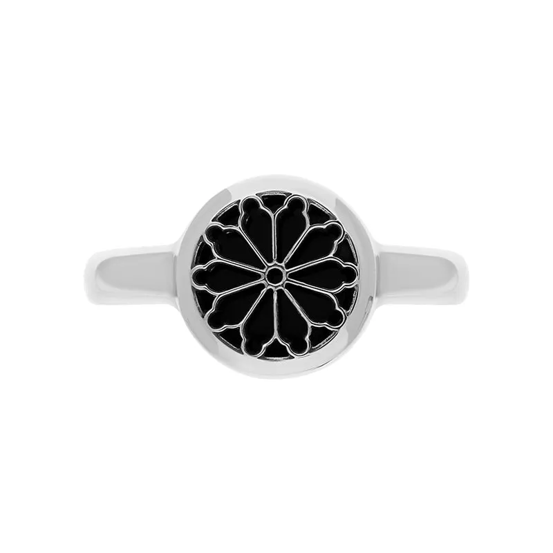 Sterling Silver Whitby Jet Whitby Abbey Window Small Round Ring sold by Jura Watches product image thumbnail 3