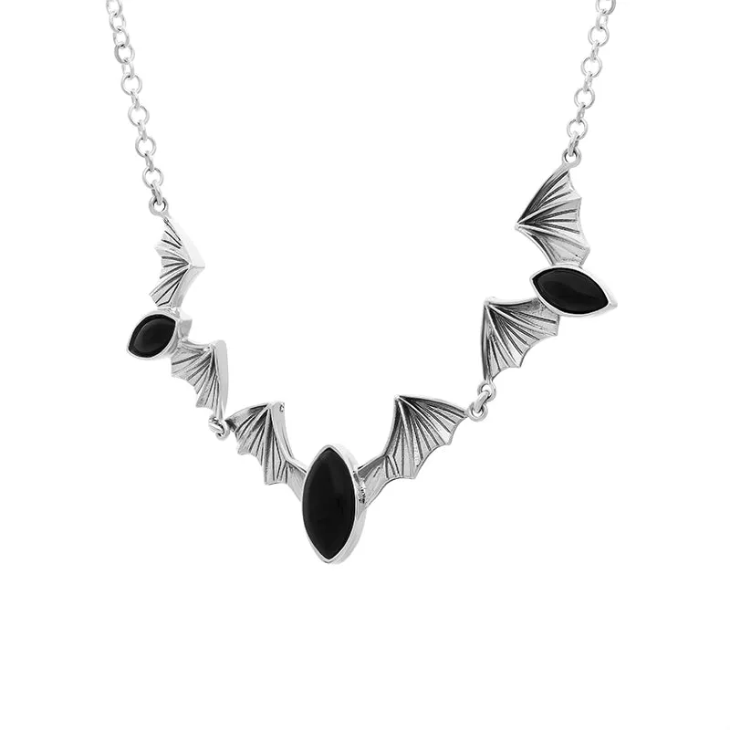 Sterling Silver Whitby Jet Marquise Stone Bat Necklace sold by Jura Watches product image thumbnail 2