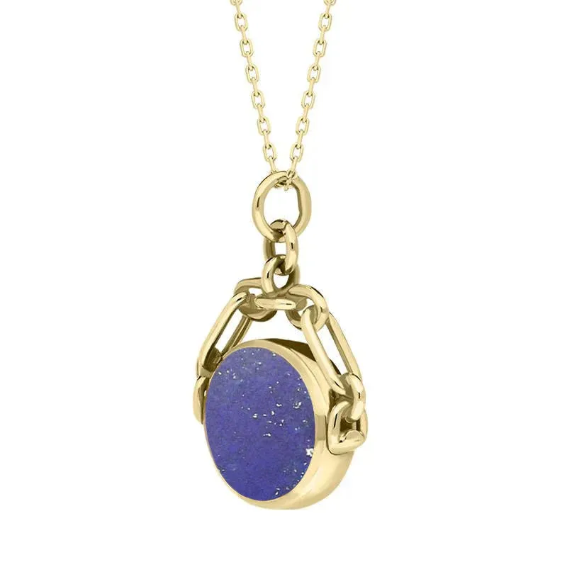 9ct Yellow Gold Whitby Jet Lapis Lazuli Double Sided Swivel Fob Necklace sold by Jura Watches product image thumbnail 3