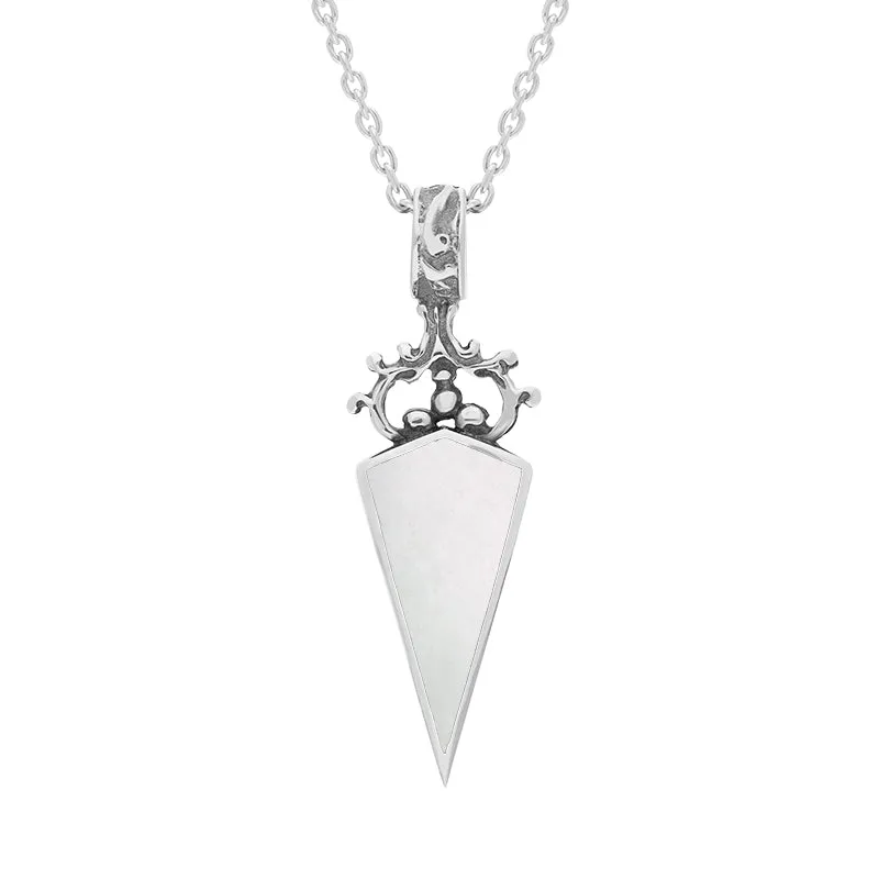 18ct White Gold Blue John Mother Of Pearl Double Sided Dagger Fob Necklace sold by Jura Watches product image thumbnail 2