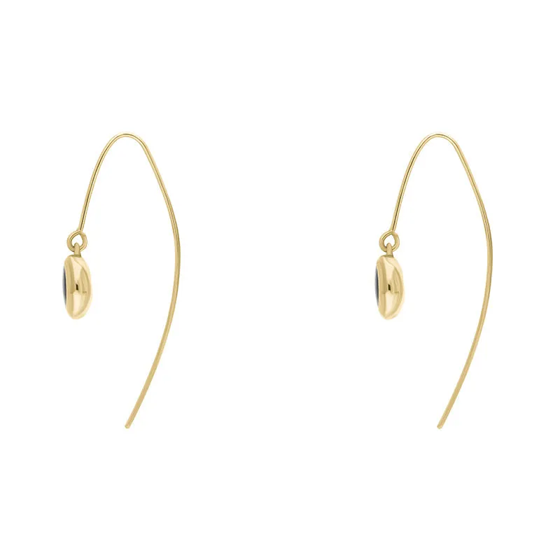 18ct Yellow Gold Whitby Jet Heart Disc Drop Earrings sold by Jura Watches product image thumbnail 3