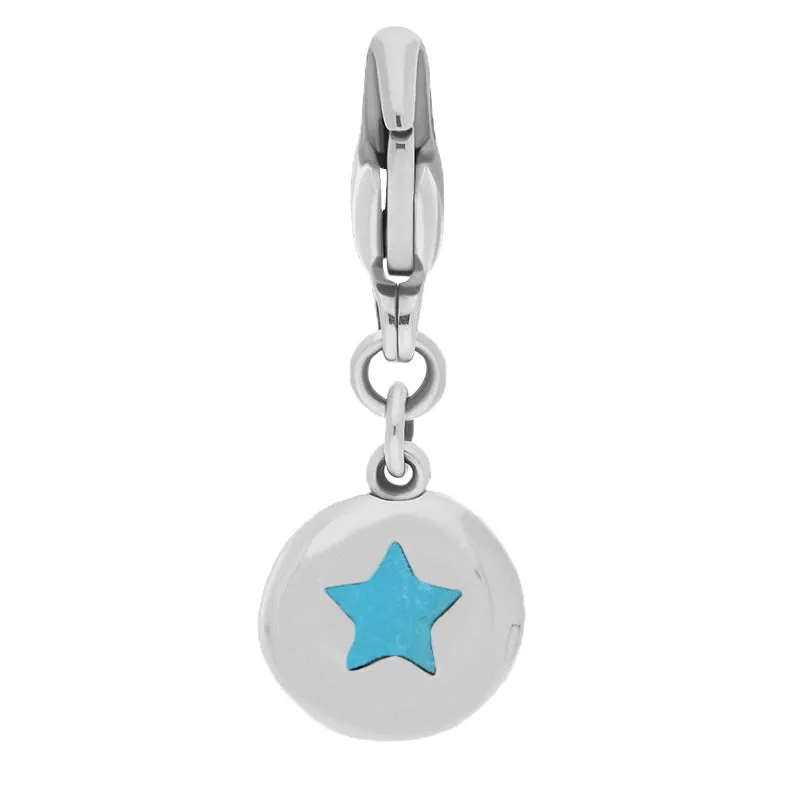 18ct White Gold Turquoise Round Shaped Star Clip Charm sold by Jura Watches