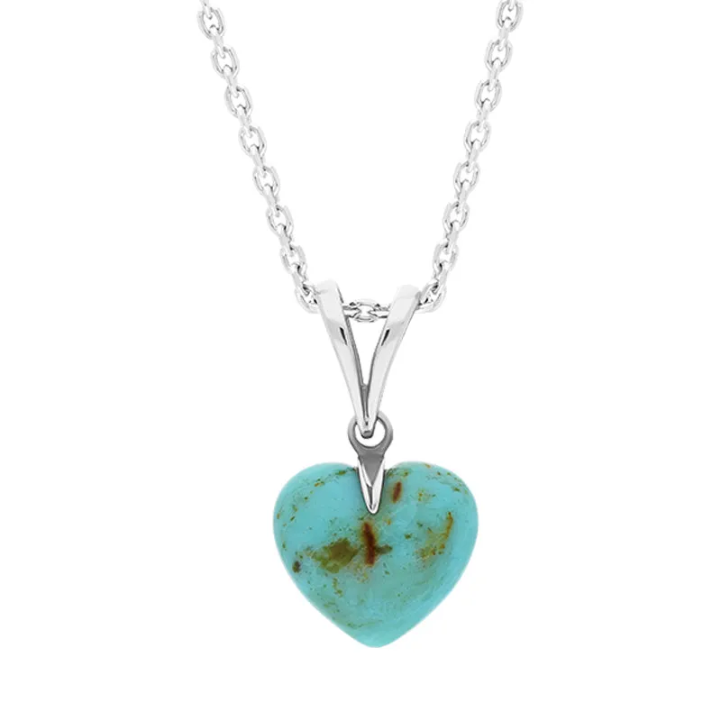 Sterling Silver Turquoise Small Carved Heart Split Bail Necklace sold by Jura Watches
