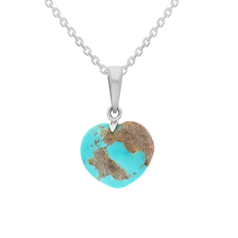 Sterling Silver Turquoise Small Carved Heart Necklace sold by Jura Watches