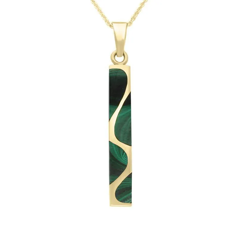 9ct Yellow Gold Malachite Four Stone Curved Oblong Necklace sold by Jura Watches