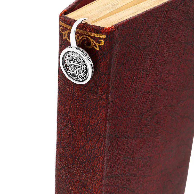 Sterling Silver Whitby Jet Dracula Crest Oval Bookmark sold by Jura Watches product image thumbnail 4