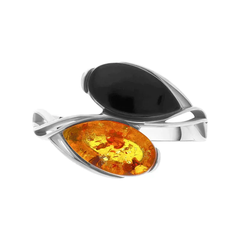 Silver Amber Whitby Jet Double Pear Celtic Ring sold by Jura Watches product image thumbnail 2