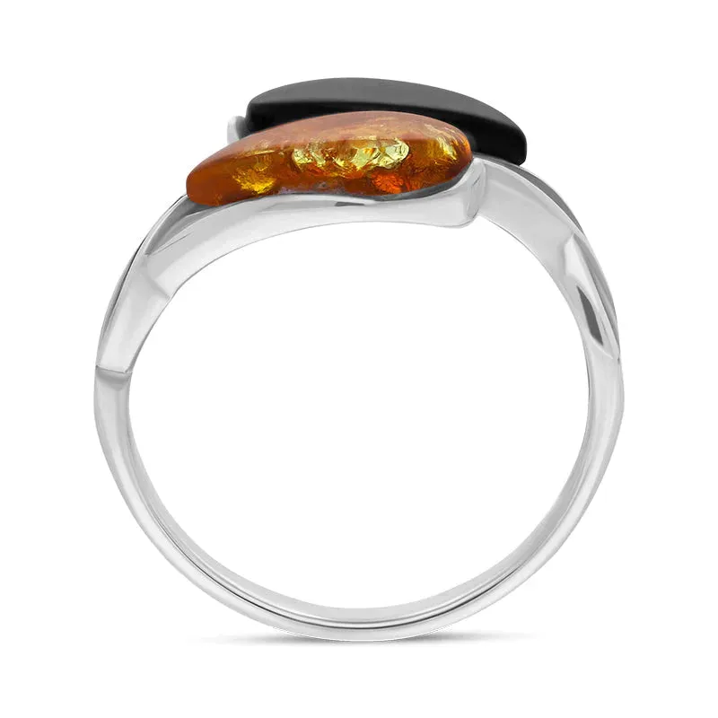 Silver Amber Whitby Jet Double Pear Celtic Ring sold by Jura Watches product image thumbnail 3