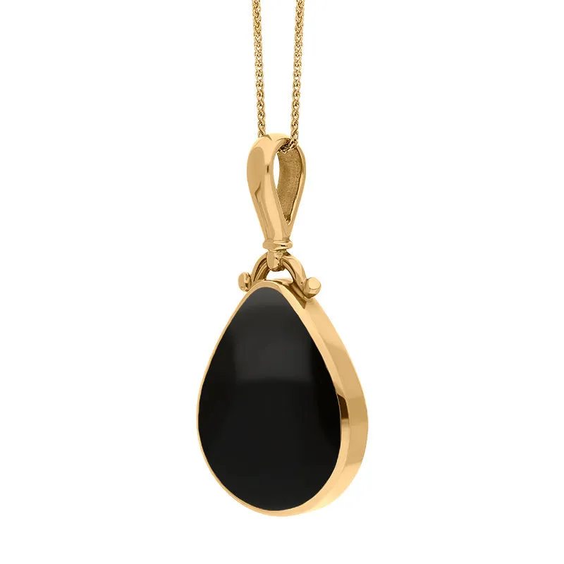 9ct Yellow Gold Blue John Whitby Jet Double Sided Pear Fob Necklace sold by Jura Watches product image thumbnail 3