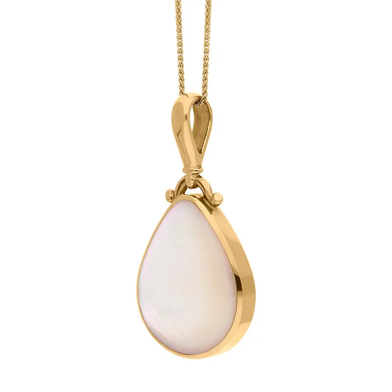 18ct Yellow Gold Blue John Mother of Pearl Double Sided Pear Fob Necklace sold by Jura Watches product image thumbnail 3