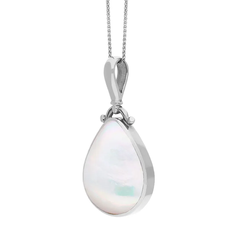 18ct White Gold Blue John Mother of Pearl Double Sided Pear Fob Necklace sold by Jura Watches product image thumbnail 3