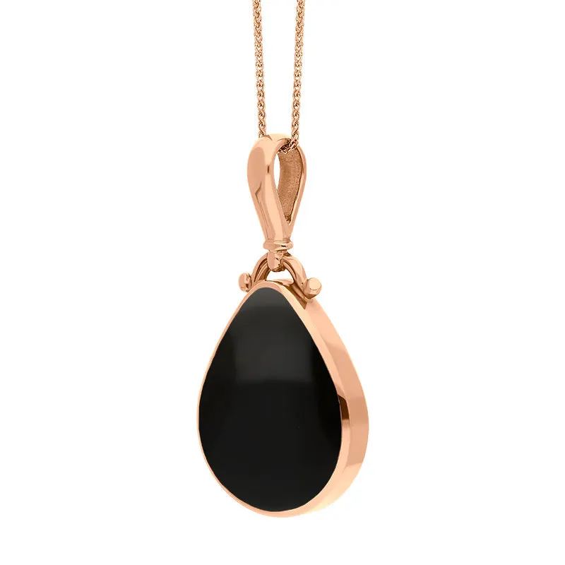 9ct Rose Gold Whitby Jet Turquoise Double Sided Pear Fob Necklace sold by Jura Watches product image thumbnail 3