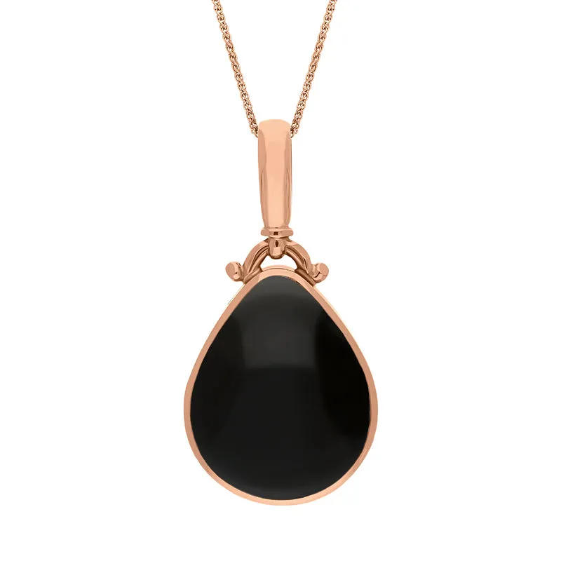 18ct Rose Gold Whitby Jet Lapis Lazuli Double Sided Pear Fob Necklace sold by Jura Watches product image thumbnail 2