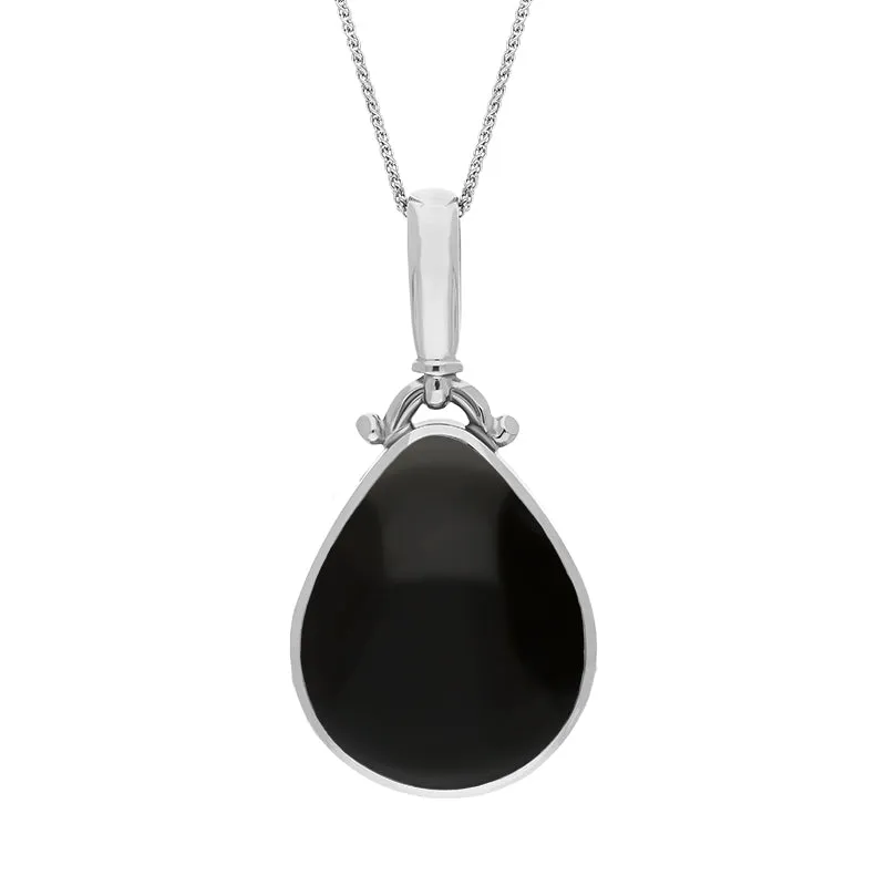 Sterling Silver Whitby Jet Lapis Lazuli Double Sided Pear Fob Necklace sold by Jura Watches product image thumbnail 2