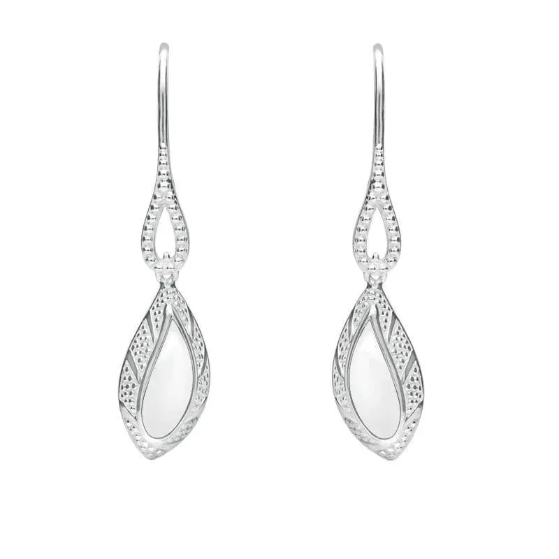 Sterling Silver Bauxite Marquise Beaded Edge Earrings sold by Jura Watches
