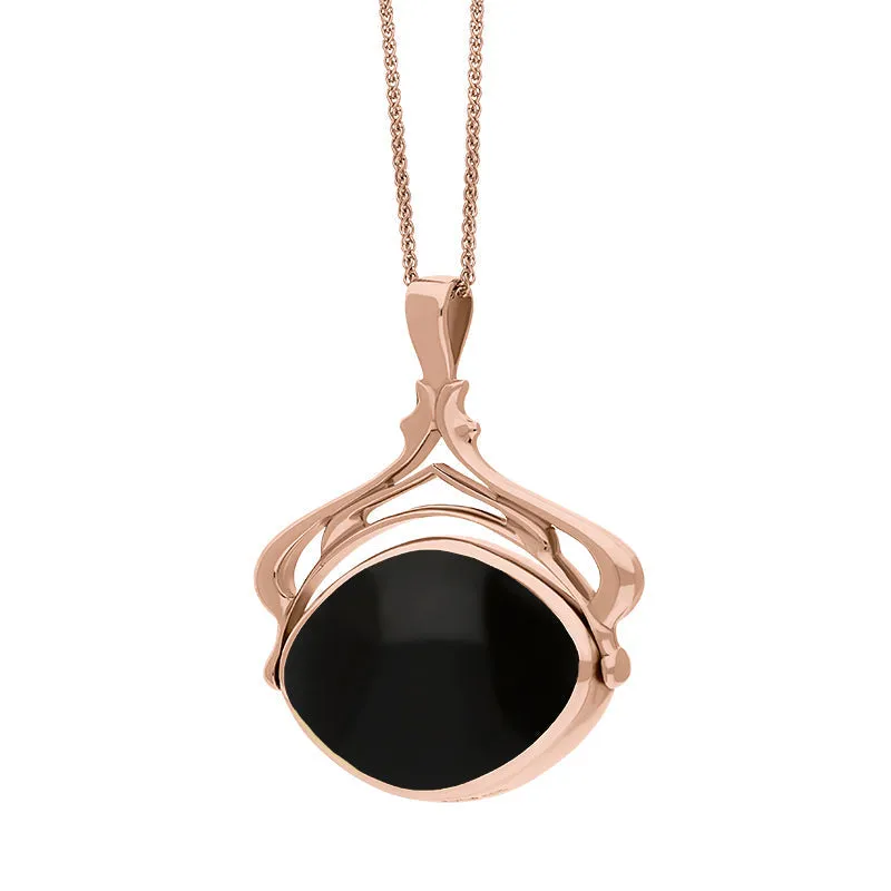 18ct Rose Gold Whitby Jet Lapis Lazuli Marquise Swivel Fob Necklace sold by Jura Watches product image thumbnail 2
