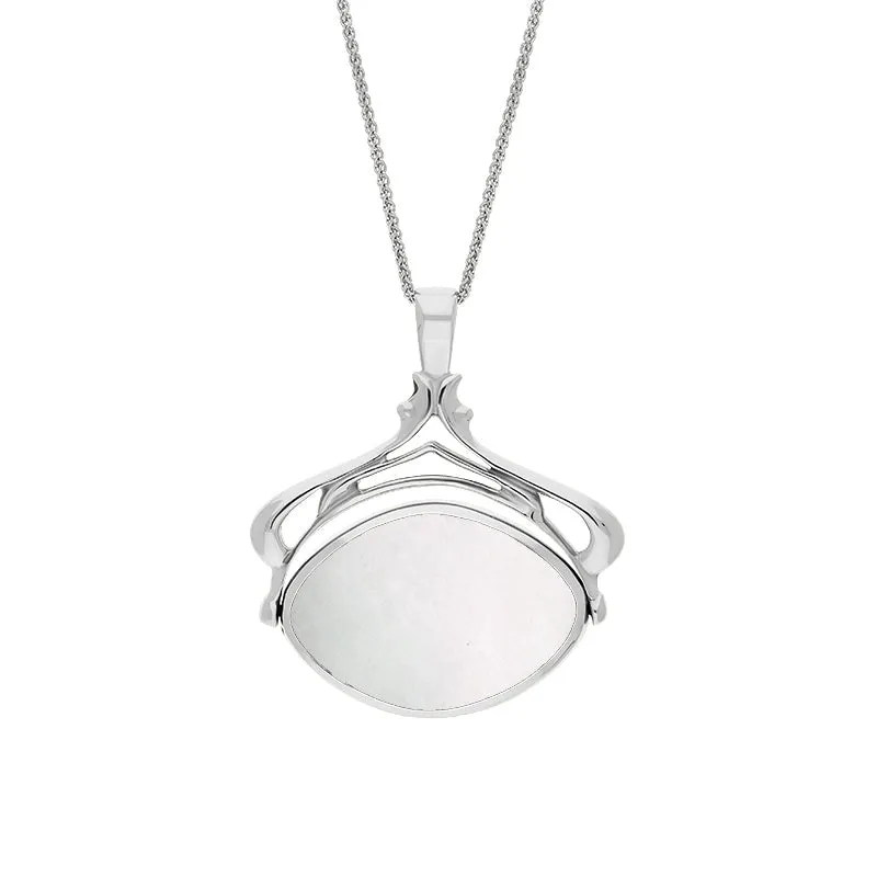9ct White Gold Blue John Mother Of Pearl Marquise Swivel Fob Necklace sold by Jura Watches product image thumbnail 2