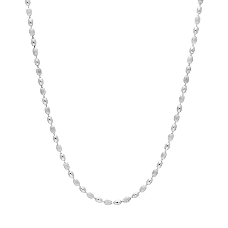 Sterling Silver 16 Inch Polished and Satin Finish Oval Bead Link Chain sold by Jura Watches
