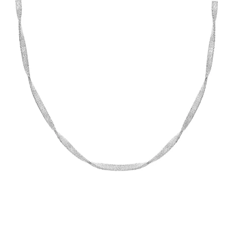 Sterling Silver 42cm Satin Finish Twisted Necklet Chain sold by Jura Watches