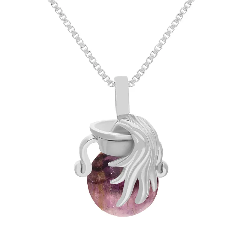 Sterling Silver Blue John Zodiac Aquarius 8mm Bead Pendant sold by Jura Watches