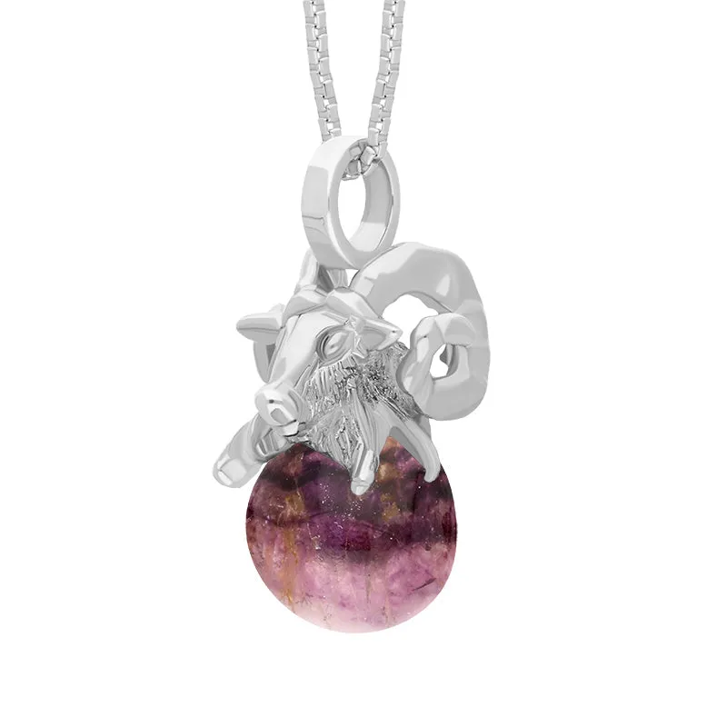 Sterling Silver Blue John Zodiac Aries 8mm Bead Pendant sold by Jura Watches product image thumbnail 2