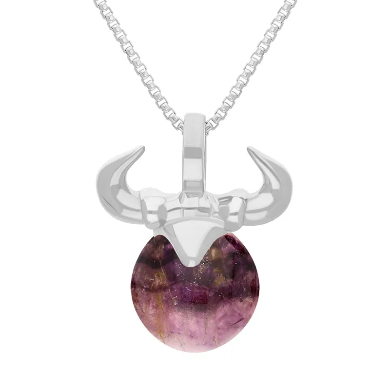 Sterling Silver Blue John Zodiac Taurus 10mm Bead Pendant sold by Jura Watches