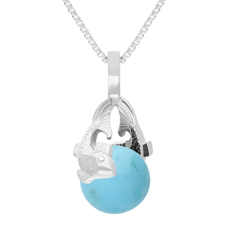 Sterling Silver Turquoise Zodiac Pisces 8mm Bead Pendant sold by Jura Watches