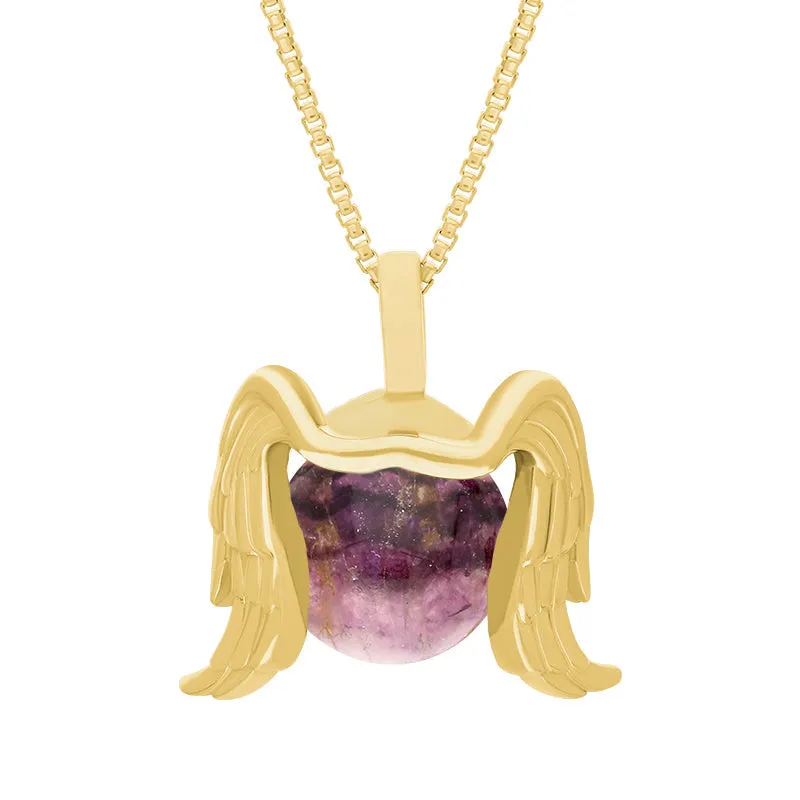 9ct Yellow Gold Blue John Zodiac Virgo 10mm Bead Pendant sold by Jura Watches