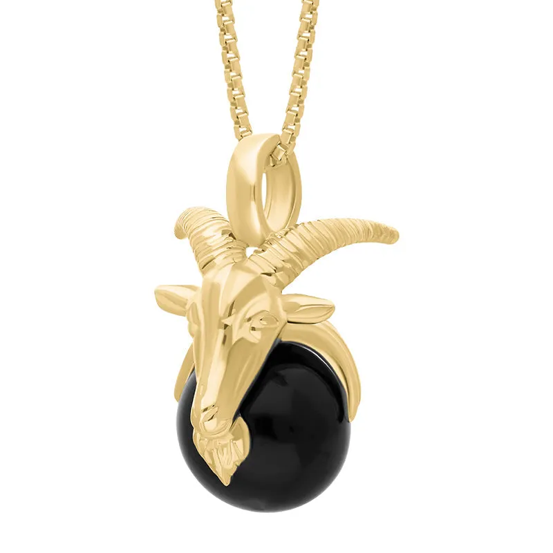 9ct Yellow Gold Whitby Jet Zodiac Capricorn 9mm Bead Pendant sold by Jura Watches product image thumbnail 2