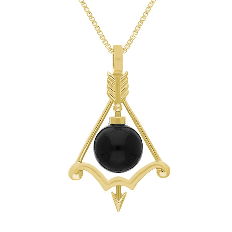 9ct Yellow Gold Whitby Jet Zodiac Sagittarius 8mm Bead Pendant sold by Jura Watches