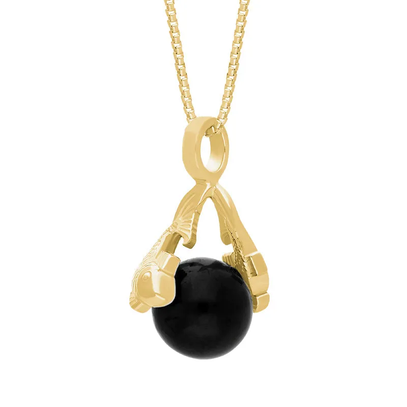 9ct Yellow Gold Whitby Jet Zodiac Pisces 8mm Bead Pendant sold by Jura Watches product image thumbnail 2