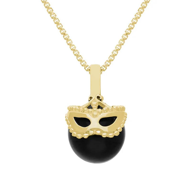 9ct Yellow Gold Whitby Jet Zodiac Gemini 9mm Bead Pendant sold by Jura Watches