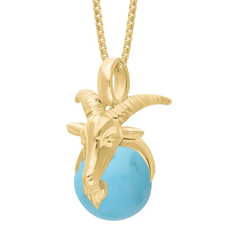 9ct Yellow Gold Turquoise Zodiac Capricorn 9mm Bead Pendant sold by Jura Watches product image thumbnail 2