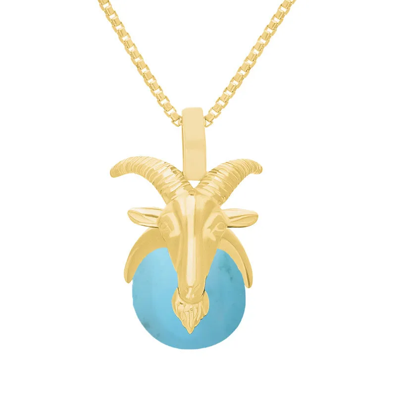 9ct Yellow Gold Turquoise Zodiac Capricorn 9mm Bead Pendant sold by Jura Watches