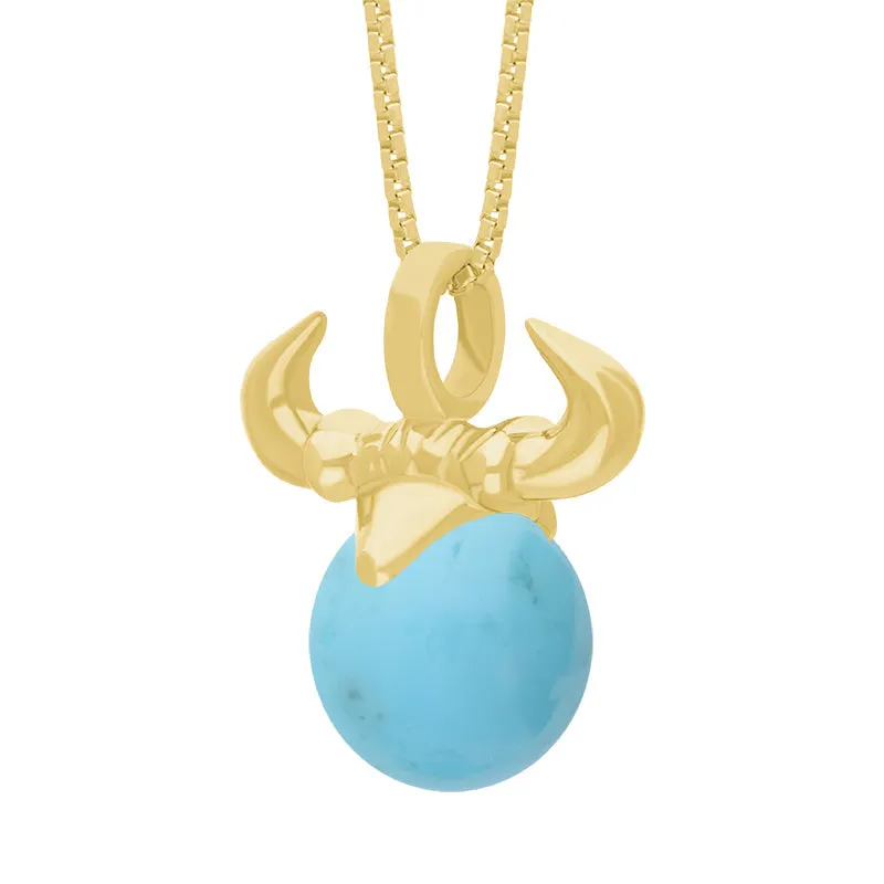 9ct Yellow Gold Turquoise Zodiac Taurus 10mm Bead Pendant sold by Jura Watches product image thumbnail 2
