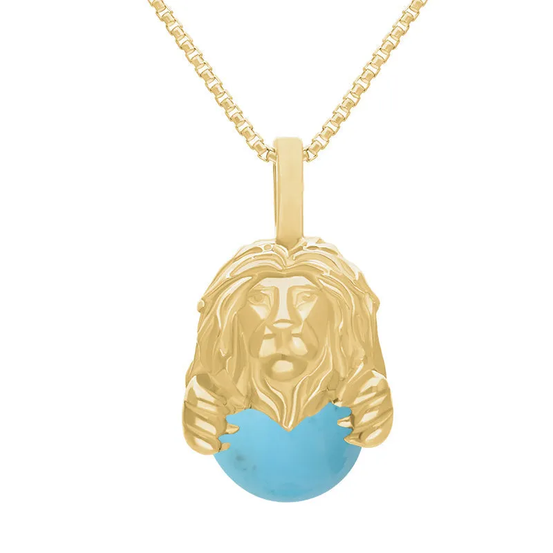 9ct Yellow Gold Turquoise Zodiac Leo 10mm Bead Pendant sold by Jura Watches
