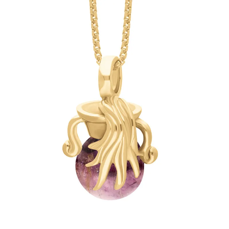 18ct Yellow Gold Blue John Zodiac Aquarius 8mm Bead Pendant sold by Jura Watches product image thumbnail 2