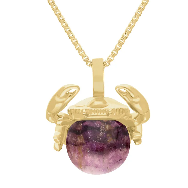 18ct Yellow Gold Blue John Zodiac Cancer 8mm Bead Pendant sold by Jura Watches