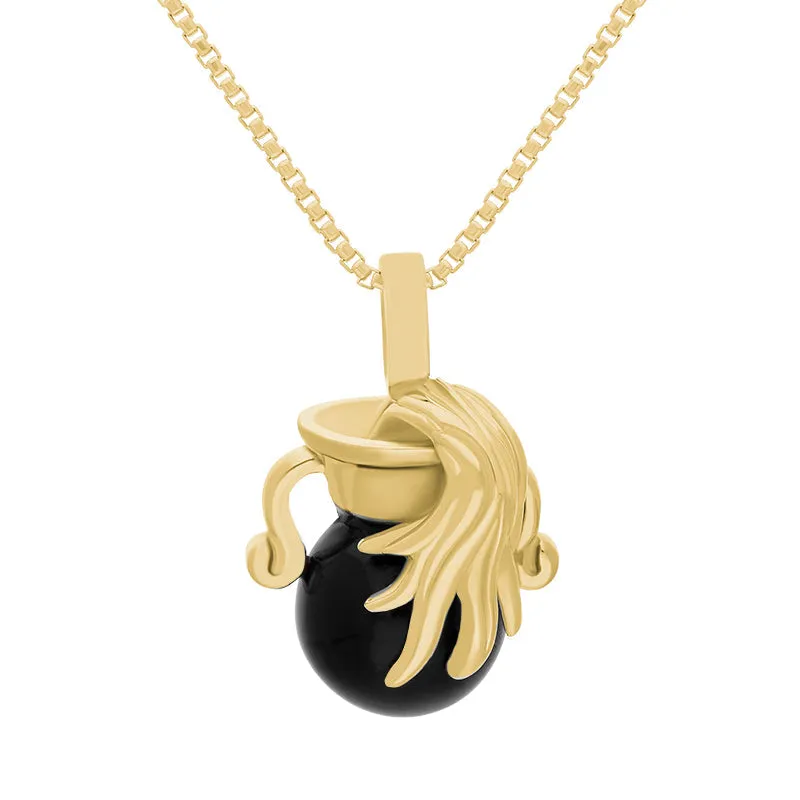 18ct Yellow Gold Whitby Jet Zodiac Aquarius 8mm Bead Pendant sold by Jura Watches