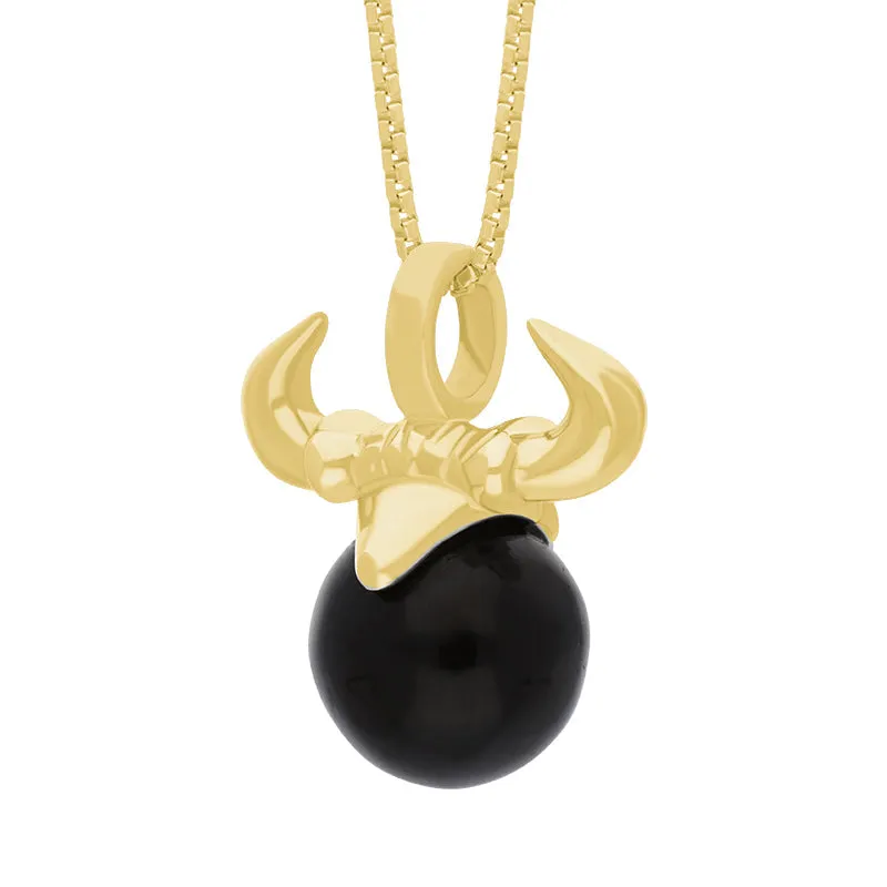 18ct Yellow Gold Whitby Jet Zodiac Taurus 10mm Bead Pendant sold by Jura Watches product image thumbnail 2
