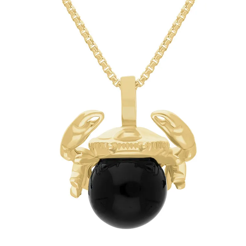 18ct Yellow Gold Whitby Jet Zodiac Cancer 8mm Bead Pendant sold by Jura Watches
