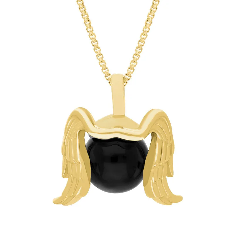 18ct Yellow Gold Whitby Jet Zodiac Virgo 10mm Bead Pendant sold by Jura Watches